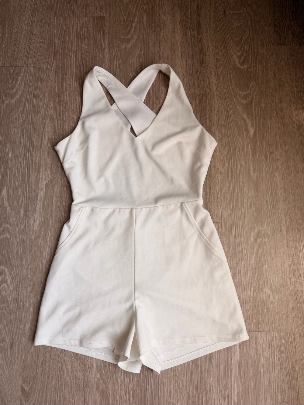 Crystal Sky White Cross-Back Romper